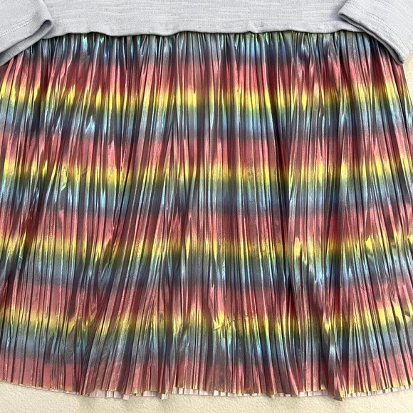 NWT J. Crew Crewcuts Girl Blue Knit Long Sleeve Metallic Rainbow Dress AP973 16 - Picture 3 of 8